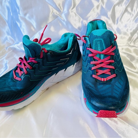 Hoka One One Clifton 4 Women's SZ 11 Running Shoes 1016724 Blue Coral Ceramic - Picture 4 of 10